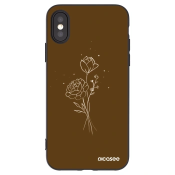 Picasee fekete szilikon tok az alábbi mobiltelefonokra Apple iPhone X/XS - Brown flowers