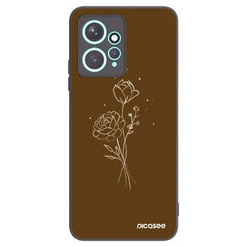 Picasee fekete szilikon tok az alábbi mobiltelefonokra Xiaomi Redmi Note 12 4G - Brown flowers