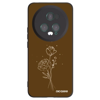 Picasee fekete szilikon tok az alábbi mobiltelefonokra Honor Magic5 Pro - Brown flowers