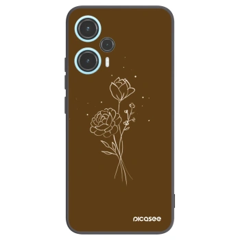 Picasee fekete szilikon tok az alábbi mobiltelefonokra Xiaomi Poco F5 - Brown flowers