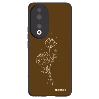 Picasee fekete szilikon tok az alábbi mobiltelefonokra Honor 90 5G - Brown flowers
