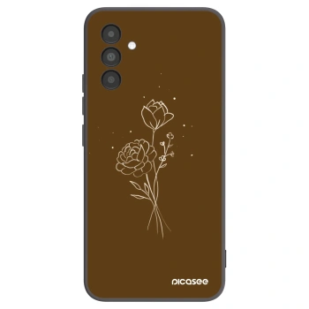 Picasee fekete szilikon tok az alábbi mobiltelefonokra Samsung Galaxy A04s A047F - Brown flowers