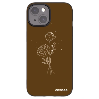 Picasee fekete szilikon tok az alábbi mobiltelefonokra Apple iPhone 15 - Brown flowers