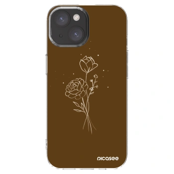 Picasee átlátszó szilikon tok az alábbi mobiltelefonokra Apple iPhone 15 - Brown flowers