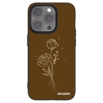 Picasee fekete szilikon tok az alábbi mobiltelefonokra Apple iPhone 15 Pro - Brown flowers