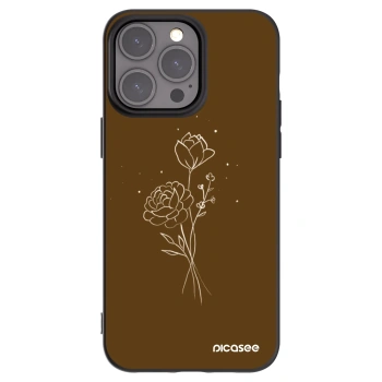 Picasee fekete szilikon tok az alábbi mobiltelefonokra Apple iPhone 15 Pro Max - Brown flowers