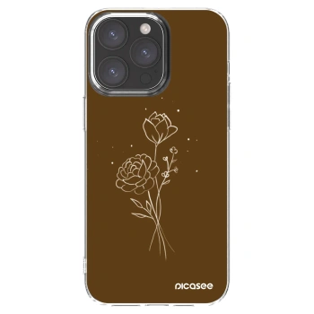 Picasee átlátszó szilikon tok az alábbi mobiltelefonokra Apple iPhone 15 Pro Max - Brown flowers