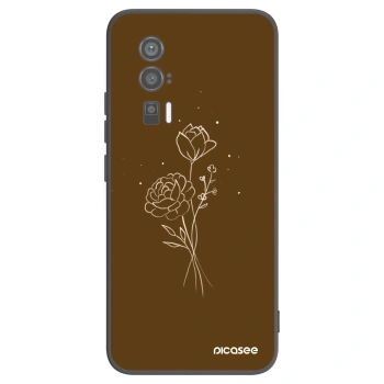 Picasee fekete szilikon tok az alábbi mobiltelefonokra Xiaomi Poco F5 Pro 5G - Brown flowers