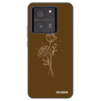 Picasee fekete szilikon tok az alábbi mobiltelefonokra Xiaomi 13T - Brown flowers