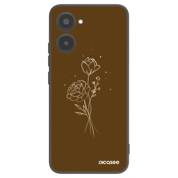 Picasee fekete szilikon tok az alábbi mobiltelefonokra Realme 10 4G - Brown flowers