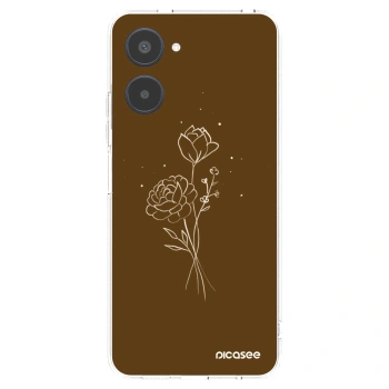 Picasee átlátszó szilikon tok az alábbi mobiltelefonokra Realme 10 4G - Brown flowers