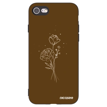 Picasee fekete szilikon tok az alábbi mobiltelefonokra Apple iPhone 7 - Brown flowers