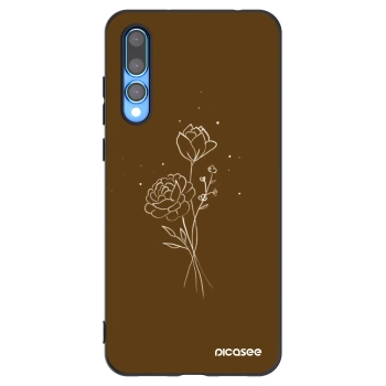 Picasee fekete szilikon tok az alábbi mobiltelefonokra Huawei P20 Pro - Brown flowers