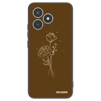 Picasee fekete szilikon tok az alábbi mobiltelefonokra Realme C53 - Brown flowers