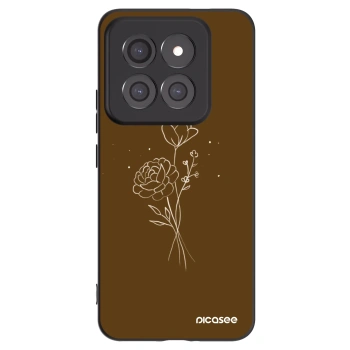 Picasee fekete szilikon tok az alábbi mobiltelefonokra Xiaomi 14 Pro - Brown flowers