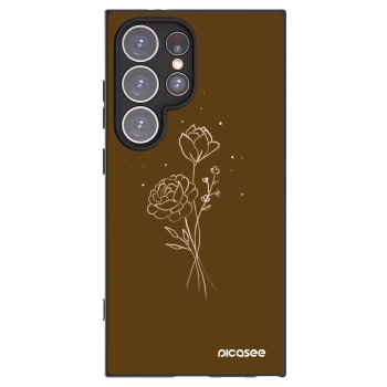 Picasee fekete szilikon tok az alábbi mobiltelefonokra Samsung Galaxy S24 Ultra S928B 5G - Brown flowers