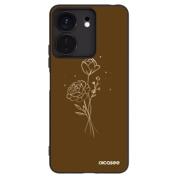 Picasee fekete szilikon tok az alábbi mobiltelefonokra Xiaomi Redmi 13C 4G - Brown flowers