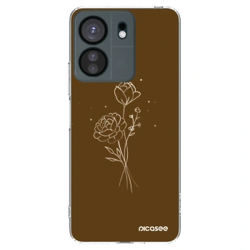 Picasee átlátszó szilikon tok az alábbi mobiltelefonokra Xiaomi Redmi 13C 4G - Brown flowers