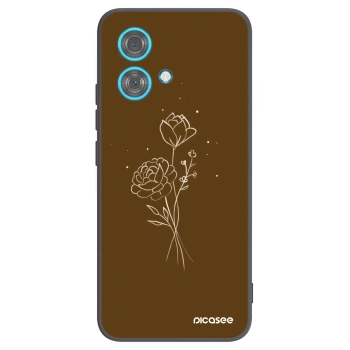 Picasee fekete szilikon tok az alábbi mobiltelefonokra Motorola Edge 40 Neo - Brown flowers