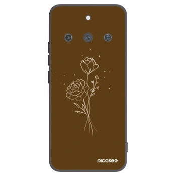 Picasee fekete szilikon tok az alábbi mobiltelefonokra Realme 11 Pro+ - Brown flowers