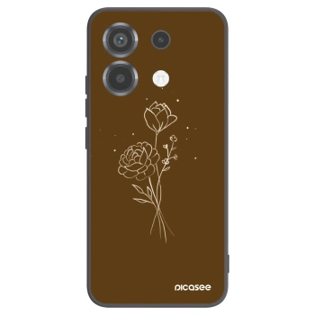 Picasee fekete szilikon tok az alábbi mobiltelefonokra Xiaomi Poco X6 - Brown flowers