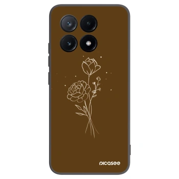 Picasee fekete szilikon tok az alábbi mobiltelefonokra Xiaomi Poco X6 Pro - Brown flowers