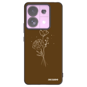 Picasee fekete szilikon tok az alábbi mobiltelefonokra Xiaomi Redmi Note 13 Pro 5G - Brown flowers