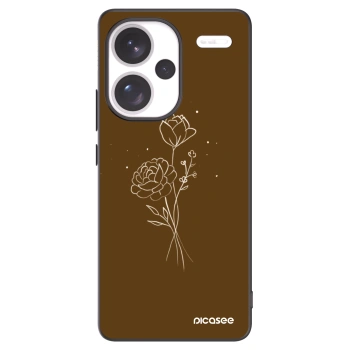 Picasee fekete szilikon tok az alábbi mobiltelefonokra Xiaomi Redmi Note 13 Pro+ 5G - Brown flowers