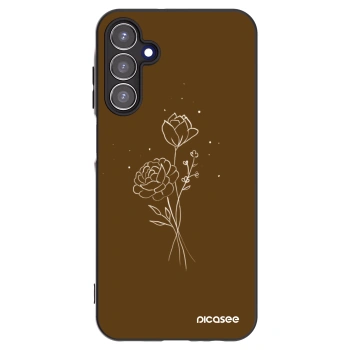 Picasee fekete szilikon tok az alábbi mobiltelefonokra Samsung Galaxy A15 A155F 4G - Brown flowers