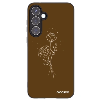 Picasee fekete szilikon tok az alábbi mobiltelefonokra Samsung Galaxy A55 5G A556B - Brown flowers