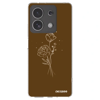 Picasee átlátszó szilikon tok az alábbi mobiltelefonokra Xiaomi Redmi Note 13 4G - Brown flowers