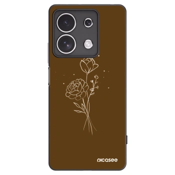 Picasee fekete szilikon tok az alábbi mobiltelefonokra Xiaomi Redmi Note 13 4G - Brown flowers