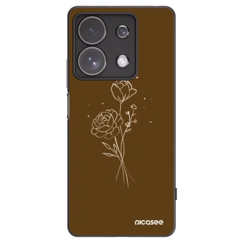 Picasee fekete szilikon tok az alábbi mobiltelefonokra Xiaomi Redmi Note 13 Pro 4G - Brown flowers
