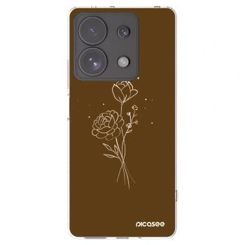 Picasee átlátszó szilikon tok az alábbi mobiltelefonokra Xiaomi Redmi Note 13 Pro 4G - Brown flowers