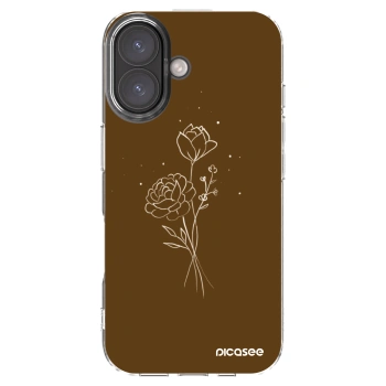 Picasee átlátszó szilikon tok az alábbi mobiltelefonokra Apple iPhone 16 - Brown flowers