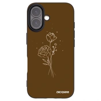 Picasee fekete szilikon tok az alábbi mobiltelefonokra Apple iPhone 16 - Brown flowers