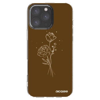 Picasee átlátszó szilikon tok az alábbi mobiltelefonokra Apple iPhone 16 Pro Max - Brown flowers