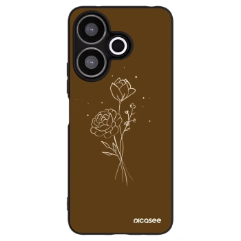 Picasee fekete szilikon tok az alábbi mobiltelefonokra Xiaomi Redmi 13 4G - Brown flowers
