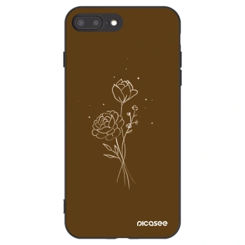 Picasee fekete szilikon tok az alábbi mobiltelefonokra Apple iPhone 7 Plus - Brown flowers