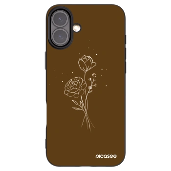 Picasee fekete szilikon tok az alábbi mobiltelefonokra Apple iPhone 16 Plus - Brown flowers