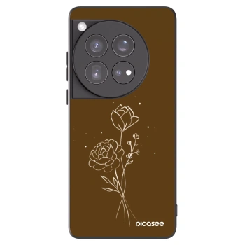 Picasee fekete szilikon tok az alábbi mobiltelefonokra OnePlus 12 5G - Brown flowers