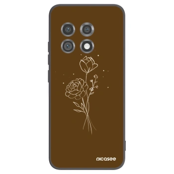 Picasee fekete szilikon tok az alábbi mobiltelefonokra OnePlus 11 5G - Brown flowers