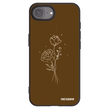 Picasee fekete szilikon tok az alábbi mobiltelefonokra Apple iPhone 16e - Brown flowers