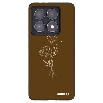 Picasee fekete szilikon tok az alábbi mobiltelefonokra Xiaomi 14T Pro - Brown flowers