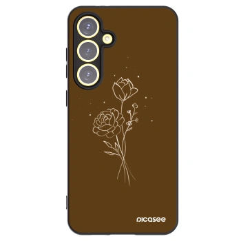Picasee fekete szilikon tok az alábbi mobiltelefonokra Samsung Galaxy S24 FE S721B - Brown flowers