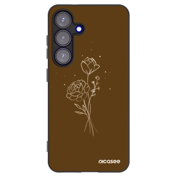 Picasee fekete szilikon tok az alábbi mobiltelefonokra Samsung Galaxy S25 5G - Brown flowers