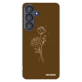 Picasee átlátszó szilikon tok az alábbi mobiltelefonokra Samsung Galaxy S25 5G - Brown flowers