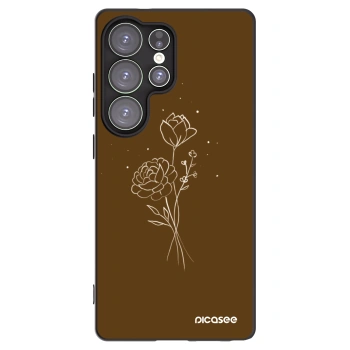 Picasee fekete szilikon tok az alábbi mobiltelefonokra Samsung Galaxy S25 Ultra 5G - Brown flowers