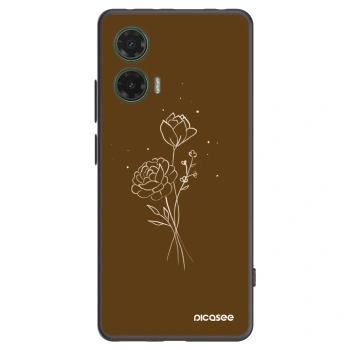 Picasee fekete szilikon tok az alábbi mobiltelefonokra Motorola Moto G35 5G - Brown flowers
