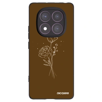 Picasee fekete szilikon tok az alábbi mobiltelefonokra Xiaomi Redmi Note 14 Pro 4G - Brown flowers